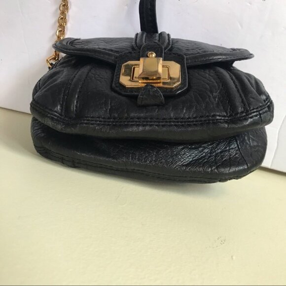 Juicy Couture Y2K Mini Chain Strap Leather Bag WOC Gold Tone hardware Turn Lock - Picture 8 of 16